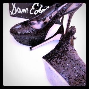 SAM EDELMAN “NOVATO” Black Glitter Stiletto Heels